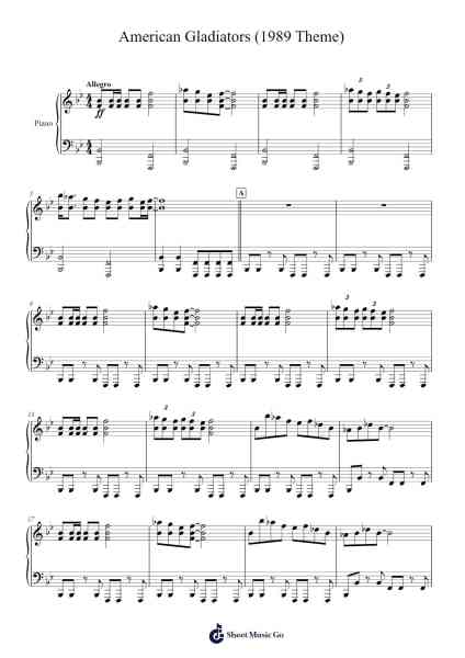 American Gladiators (1989 Theme) Sheet Music by Bill Conti-Arr.Buckclough Woogold