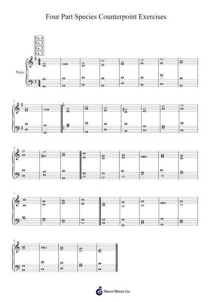 Four Part Species Counterpoint Exercises Sheet Music by Eveken Dougloyd-Arr.Lancemen Hazjosh