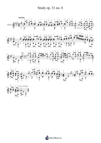 Study op. 31 no. 8 Sheet Music by Fernando Sor-Arr.Latbel Conler