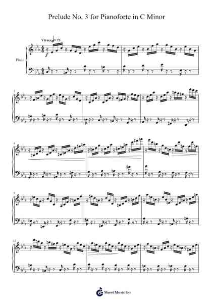 Prelude No. 3 for Pianoforte in C Minor Sheet Music by Eleazar Torres Gallegos-Arr.Thoclare