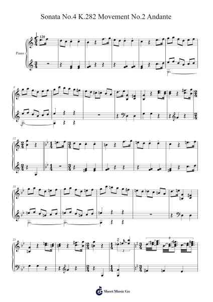Sonata No. 4 in E-flat Major, K. 282: II. Andante Sheet Music by TheHymnPlayer01-Arr.Beroll