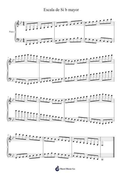 Escala de Si b mayor con movimiento contrario Sheet Music by undefined-Arr.Hedbraith