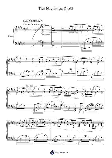 Nocturnes, Op. 62 Sheet Music by Frédéric Chopin-Arr.Sidser