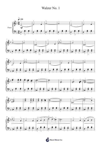 Walzer No. 1 Sheet Music by A.R. Härle-Arr.Peagrace Lensid