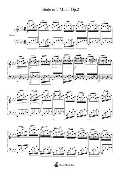Etude in F Minor, Op. 2 Sheet Music by Santiago Zapata Serna-Arr.Corrie