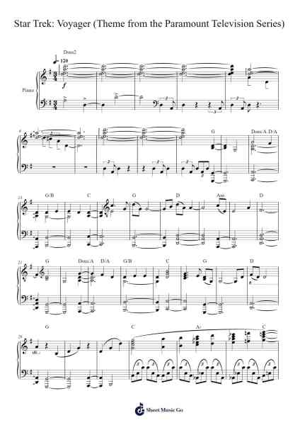 Star Trek: Voyager (Theme from the Paramount Television Series) Sheet Music by Jerry Goldsmith-Arr.Yonnggiles