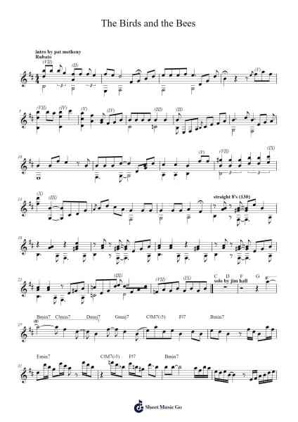The Birds and the Bees Sheet Music by Pat Metheny-Arr.Blithefrey