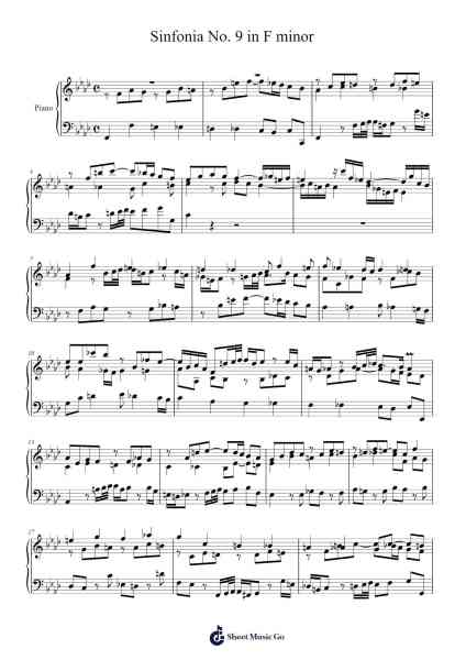 Sinfonia No. 9 in F Minor, BWV 795 Sheet Music by Johann Sebastian Bach-Arr.Judmons Bairdchel