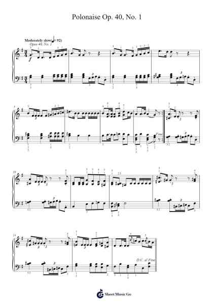 Polonaise in A Major, Op. 40, No. 1 "Military" Sheet Music by Frédéric Chopin-Arr.Fieldbing
