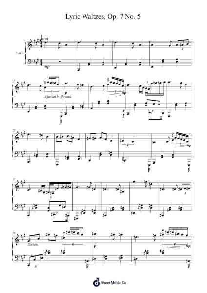 Lyric Waltzes, Op. 7 No. 5 Sheet Music by Yağız Arslan-Arr.Xanbrowne