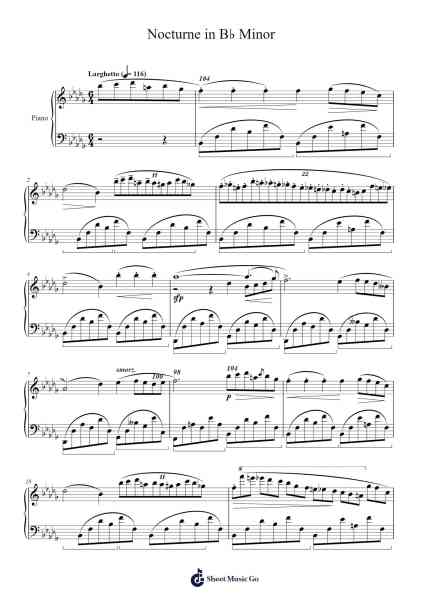 Nocturne in B♭ Minor 樂譜由 Frédéric François Chopin - 編曲 Buckchad