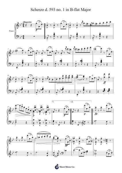 Scherzo in B-flat Major, D. 593, No. 1 Sheet Music by Franz Schubert-Arr.Jactram Matphael