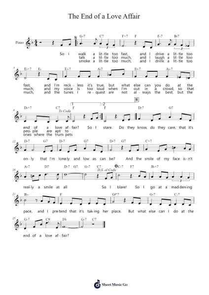 The End of a Love Affair Sheet Music by Edward C. Redding-Arr.Ralphleign