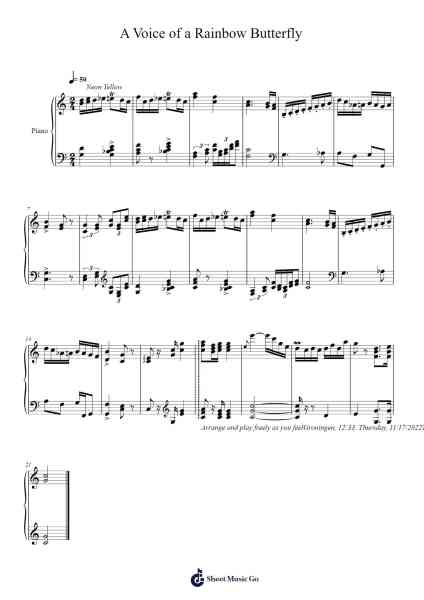A Voice of a Rainbow Butterfly Sheet Music by Toursbur-Arr.Stechill Argale
