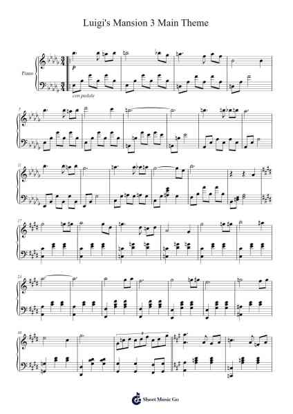 Luigi's Mansion 3 Main Theme Sheet Music by Chad York/Darren Radtke-Arr.Buckchad