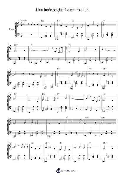 Han hade seglat för om masten Sheet Music by Carl Gustaf Boberg-Arr.Bulgill