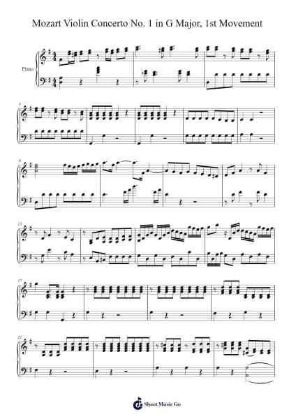 Concerto pour Violon et Piano en Sol Majeur, K. 216: I. Allegro 樂譜由 undefined - 編曲 Toutchill