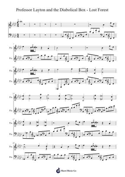 Professor Layton and the Diabolical Box - Lost Forest Sheet Music by Symphoniac-Arr.Lanps Gailkyle