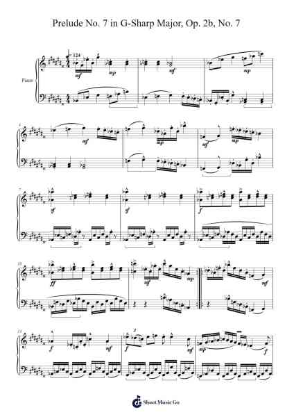 Prelude No. 7 in G-Sharp Major, Op. 2b, No. 7 Sheet Music by Uthune Steeletie-Arr.Roockey