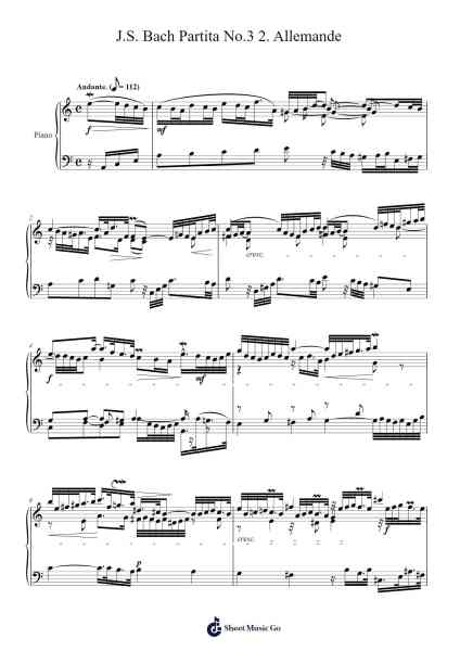 Partita No. 3 in E Major, BWV 1006: II. Allemande 樂譜由 Johann Sebastian Bach - 編曲 Drewyes Deirty