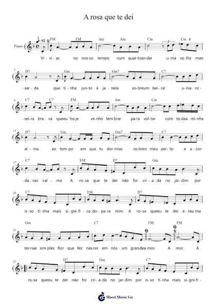 A rosa que te dei Sheet Music by José Cid-Arr.Dawnbian Sherqe