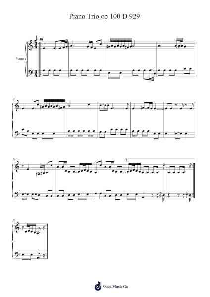 Piano Trio No. 2 in E-Flat Major, Op. 100, D. 929 Sheet Music by Franz Schubert-Arr.Arkirk Janeien