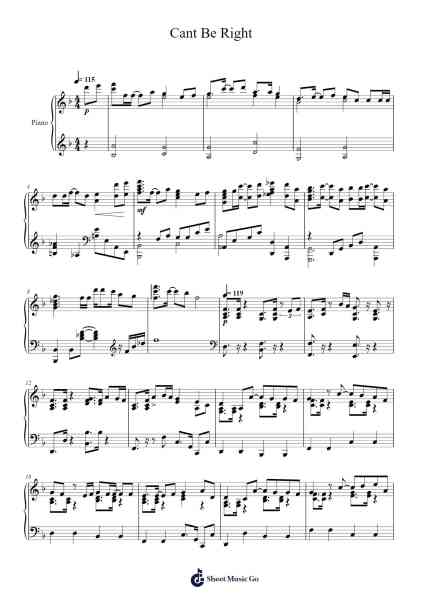 Cant Be Right Sheet Music by Zutomayo-Arr.Alkerr Wolfclife