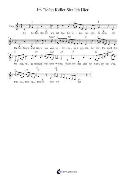 Im Tiefen Keller Sitz Ich Hier 楽譜 by Ludwig Fischer/Karl Müchler-Arr.Lencher Jameswyatt