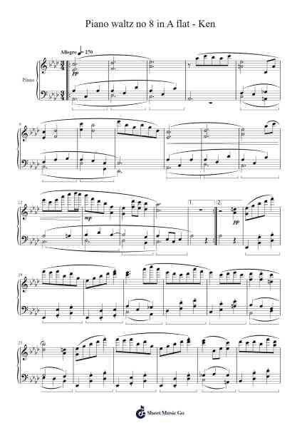 Piano waltz no 8 in A flat - Ken Sheet Music by Ken from Vietnam-Arr.Galchard
