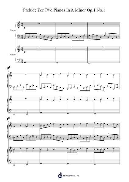 Prelude For Two Pianos In A Minor, Op. 1 No. 1 Sheet Music by Ponuel-Arr.Nanriah Obrook