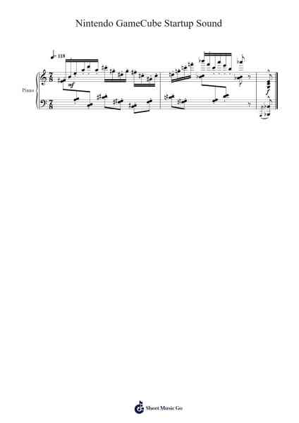 Nintendo GameCube Startup Sound Sheet Music by Toru Minegishi-Arr.Virquinn Hoodvid