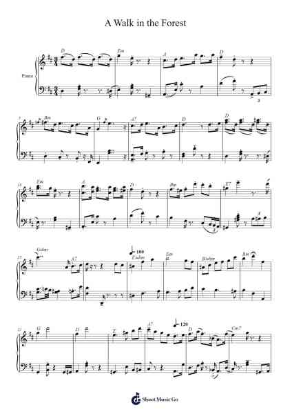 A Walk in the Forest Sheet Music by Daniel Lee-Arr.Tifliz