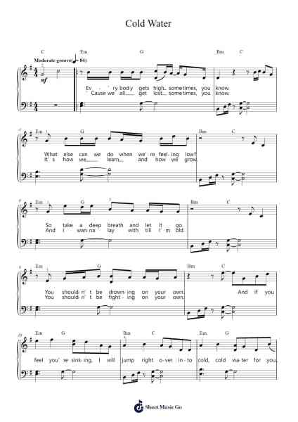 Cold Water Sheet Music by Major Lazer-Arr.Birdbrey