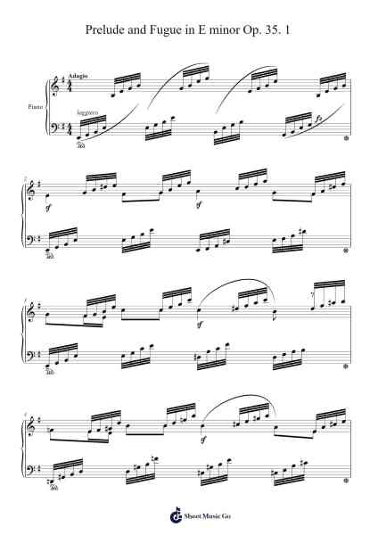 Prelude and Fugue in E Minor, Op. 35, No. 1 Sheet Music by Felix Mendelssohn-Arr.Chloepole