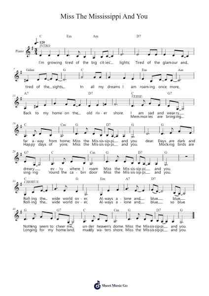 Miss The Mississippi And You Sheet Music by Bill Halley-Arr.Clarknence