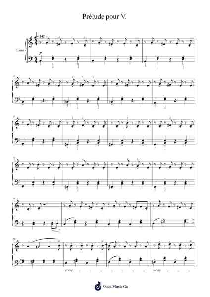 Prélude pour V. Sheet Music by Wheatlia Mondlee-Arr.Huttbins
