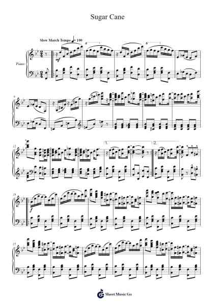 Sugar Cane Sheet Music by Scott Joplin-Arr.Geofchael