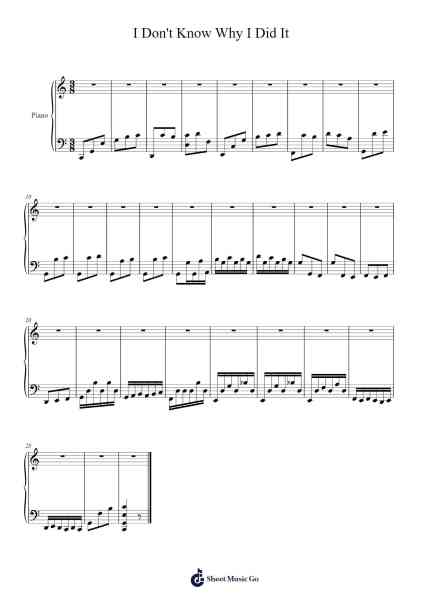 I Don't Know Why I Did It Sheet Music by Housdice Mufey-Arr.Dickbryce Biien