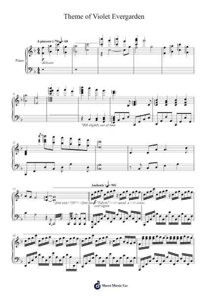 Theme of Violet Evergarden Sheet Music by Evan Call-Arr.Egpert