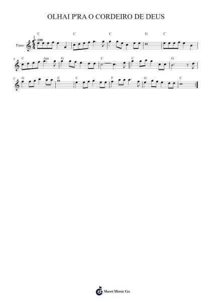 OLHAI P'RA O CORDEIRO DE DEUS Sheet Music by -Arr.Ruthfitch Housed