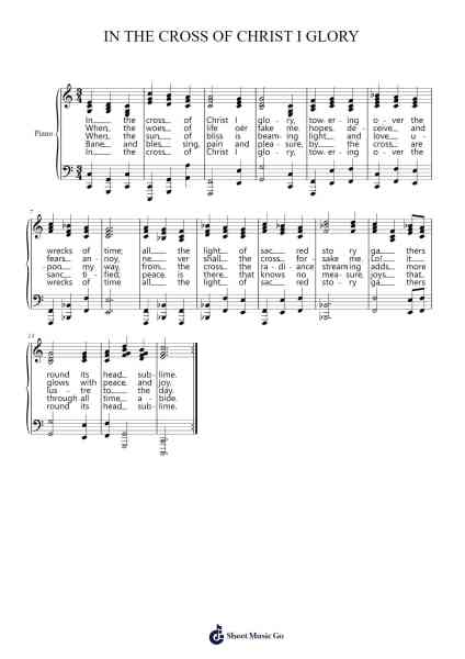 IN THE CROSS OF CHRIST I GLORY 樂譜由 Davebel - 編曲 Hickstodd Joycedrich