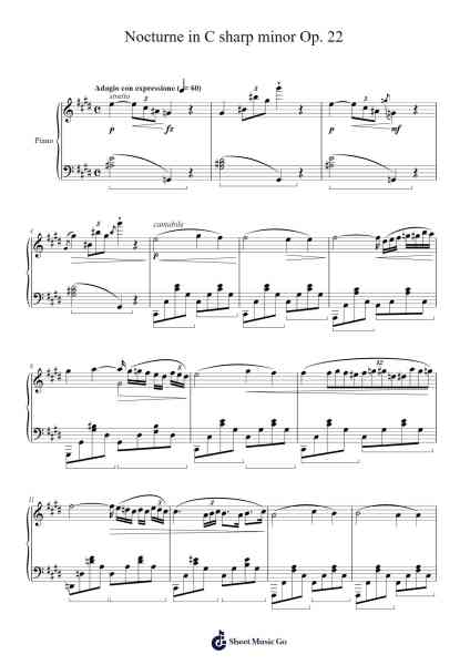 Nocturne in C sharp minor Op. 22 "Mi amore, yo ahora decir adios" Sheet Music by J. Javier-Arr.Iannet Shelac