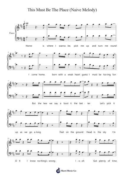 This Must Be The Place (Naive Melody) Sheet Music by Talking Heads-Arr.Louiste
