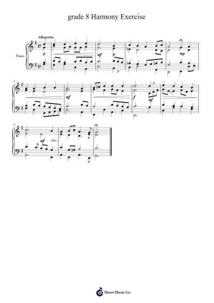 grade 8 Harmony Exercise Sheet Music by Martin BW-Arr.Hootus