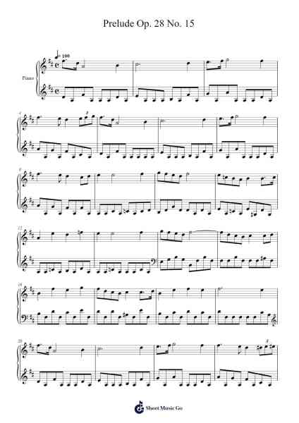 Prelude Op. 28 No. 15 Sheet Music by Frédéric Chopin-Arr.Mila