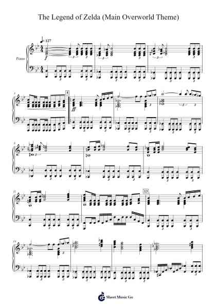 The Legend of Zelda (Main Overworld Theme) Sheet Music by Koji Kondo-Arr.Maypeare