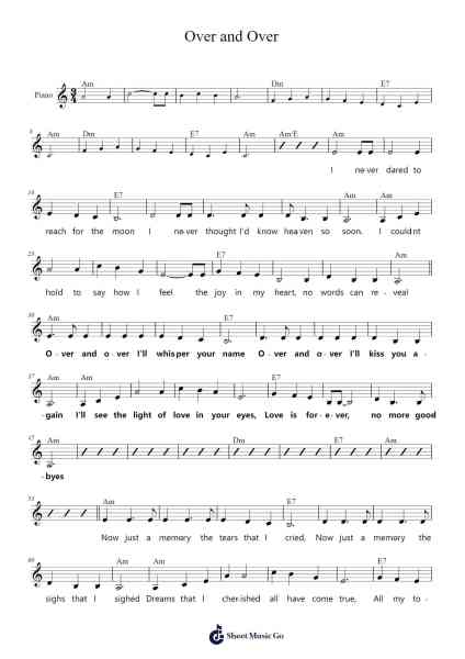 Over and Over 樂譜由 Nana Mouskouri - 編曲 Janedo