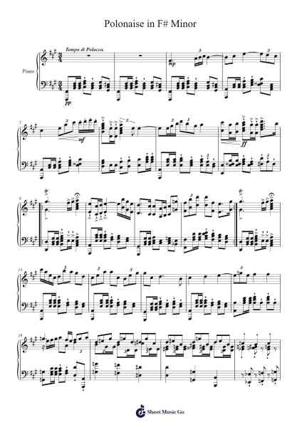Polonaise in F# Minor Sheet Music by JordyGSmiteP-Arr.Blantiane Hobrob