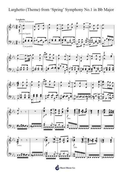Symphony No. 1 in B-flat Major, Op. 38 "Spring": II. Larghetto Sheet Music by Robert Schumann-Arr.Webbkay