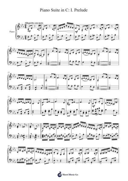 Piano Suite in C: I. Prelude Sheet Music by Joshua Cohon-Arr.Xanbriel Rague